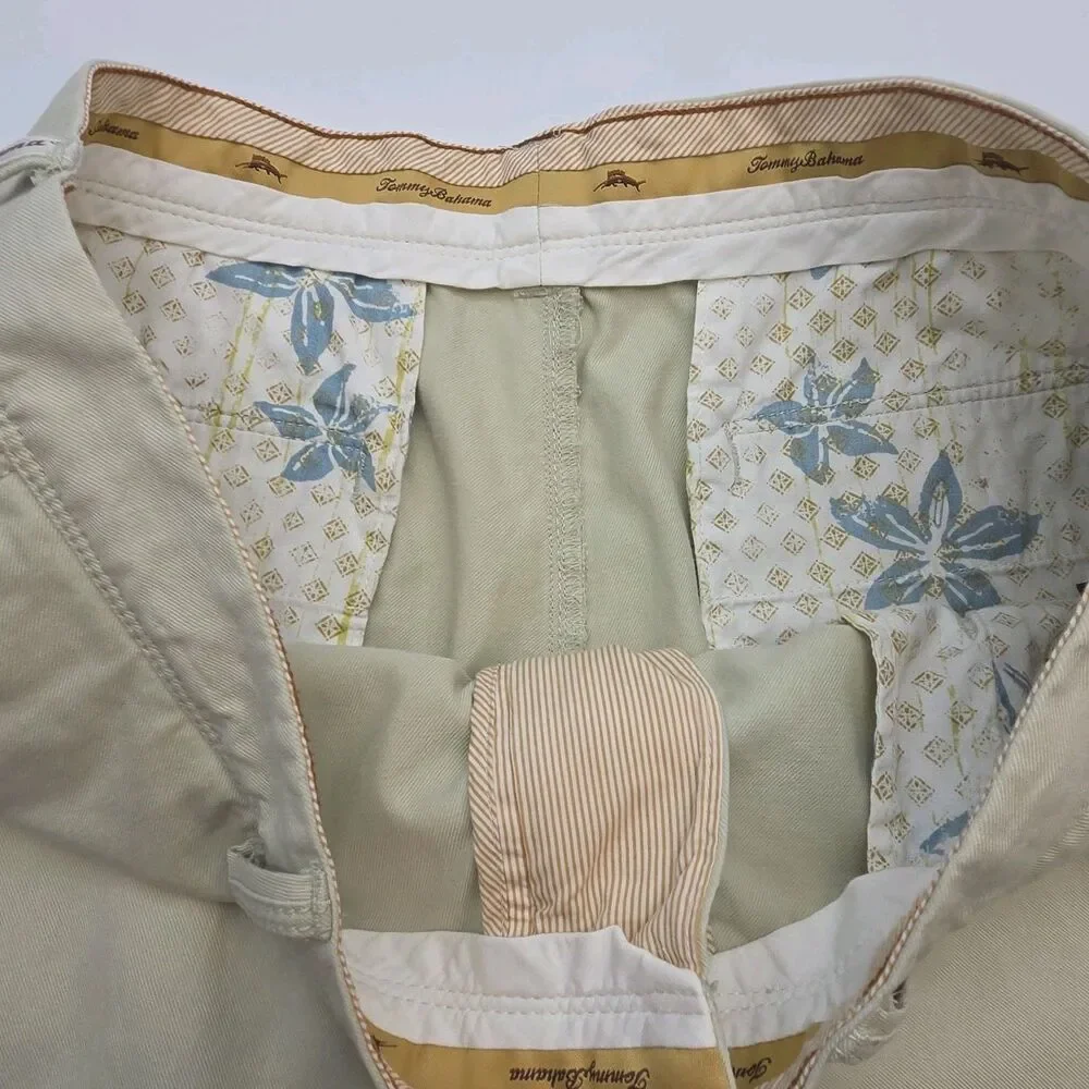 Tommy Bahama Shorts Men Sz 34 Cotton Tencel Khaki Beige 9